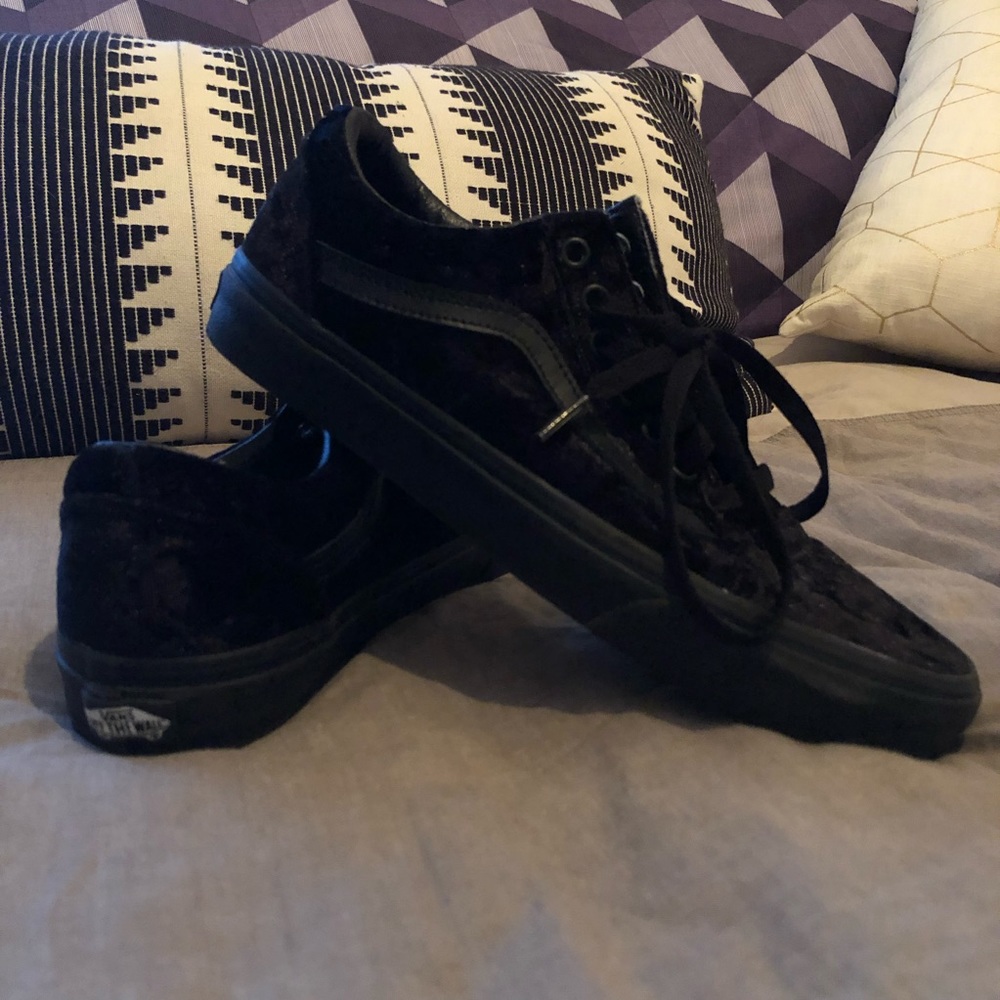 Vans Black Velvet Low Tops